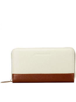 Кремовый кожаный кошелёк на молнии Smith & Canova 26800 CREAM-TAN