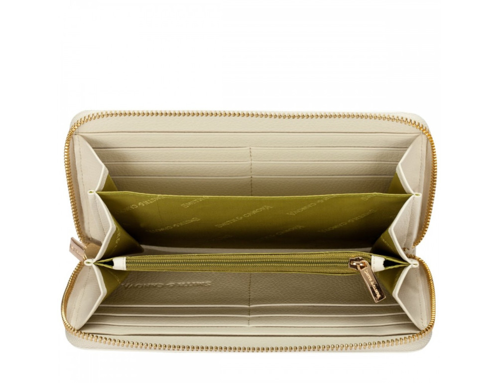 Кремовий шкіряний гаманець на блискавки Smith & Canova 26800 CREAM-TAN - Фотографія № 4