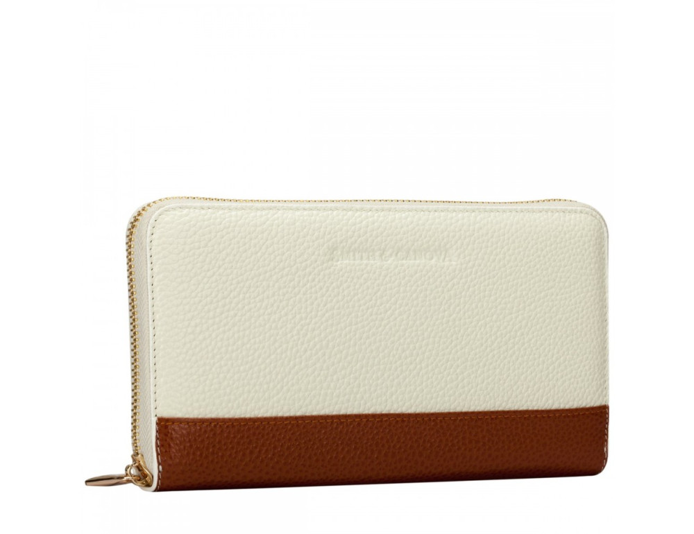 Кремовий шкіряний гаманець на блискавки Smith & Canova 26800 CREAM-TAN - Фотографія № 5