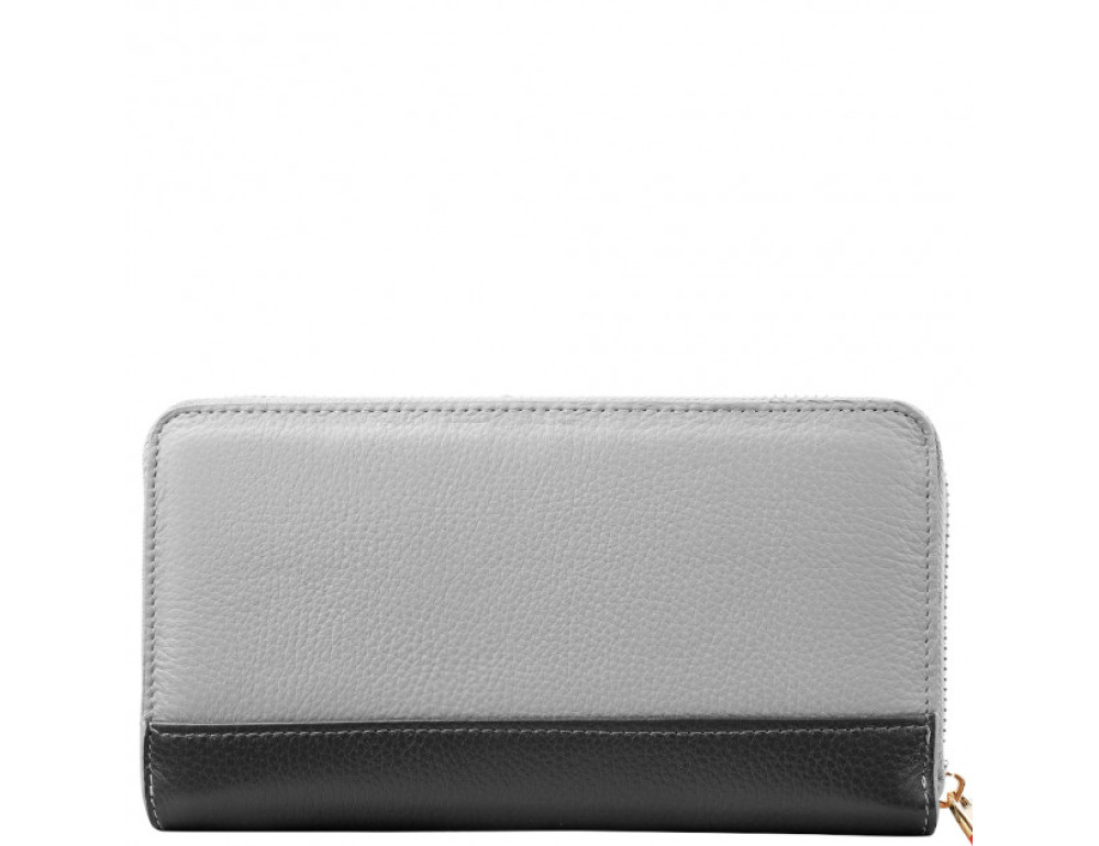 Сірий шкіряний гаманець на блискавки Smith & Canova 26800 GREY-DKGREY - Фотографія № 3