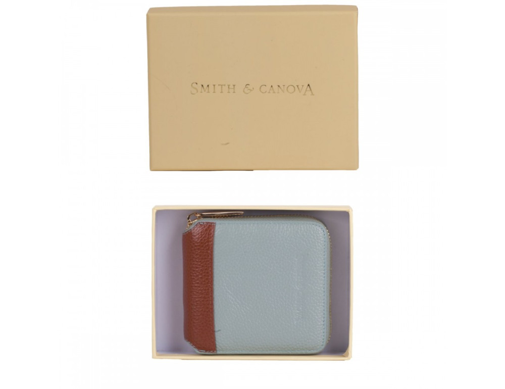 Мала синя гаманець на блискавки Smith & Canova 26803 BLUE-TAN Althorp - Фотографія № 5