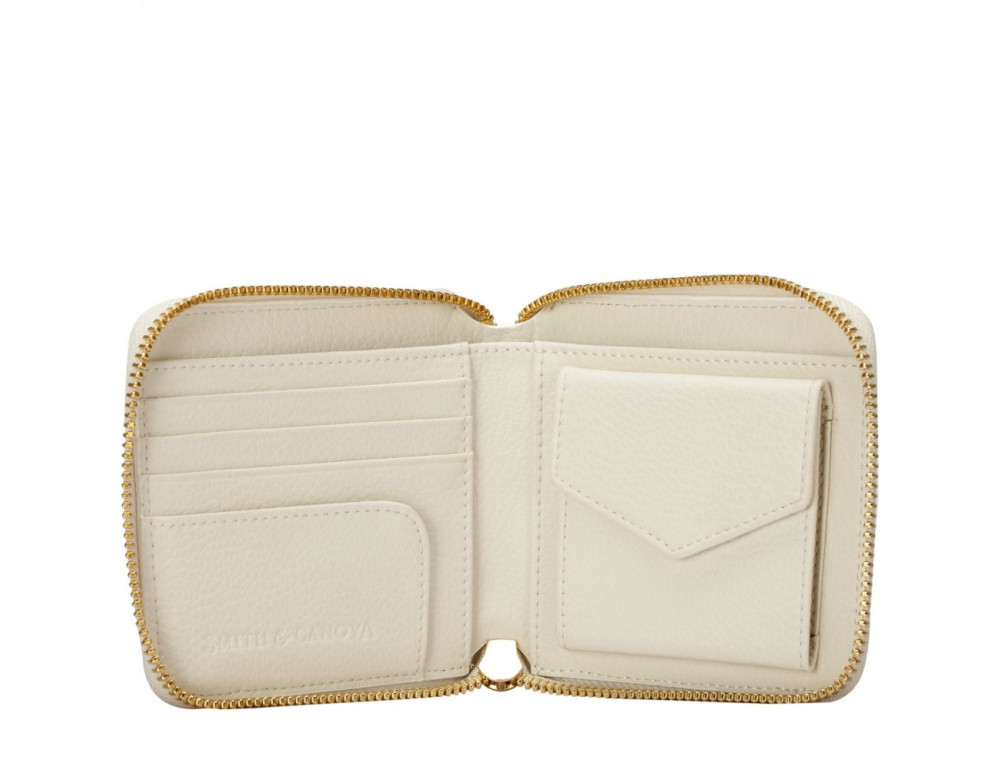Кремовий маленький гаманець на блискавки Smith & Canova 26803 CREAM-TAN - Фотографія № 3