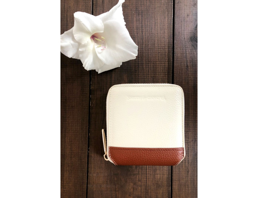 Кремовий маленький гаманець на блискавки Smith & Canova 26803 CREAM-TAN - Фотографія № 5