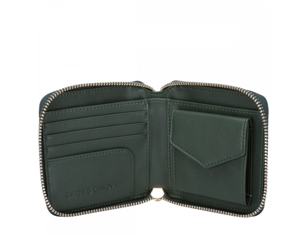 Маленький зелений гаманець на блискавки Smith & Canova 26803 GREEN-BRN - Фотографія № 3
