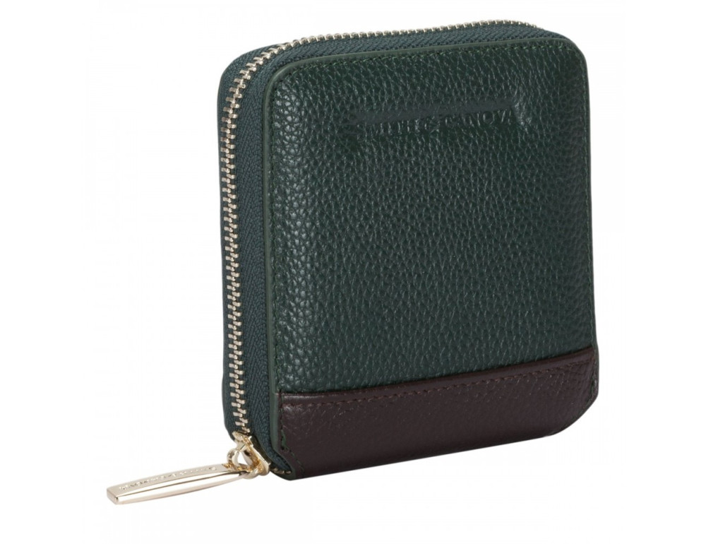 Маленький зелений гаманець на блискавки Smith & Canova 26803 GREEN-BRN - Фотографія № 4