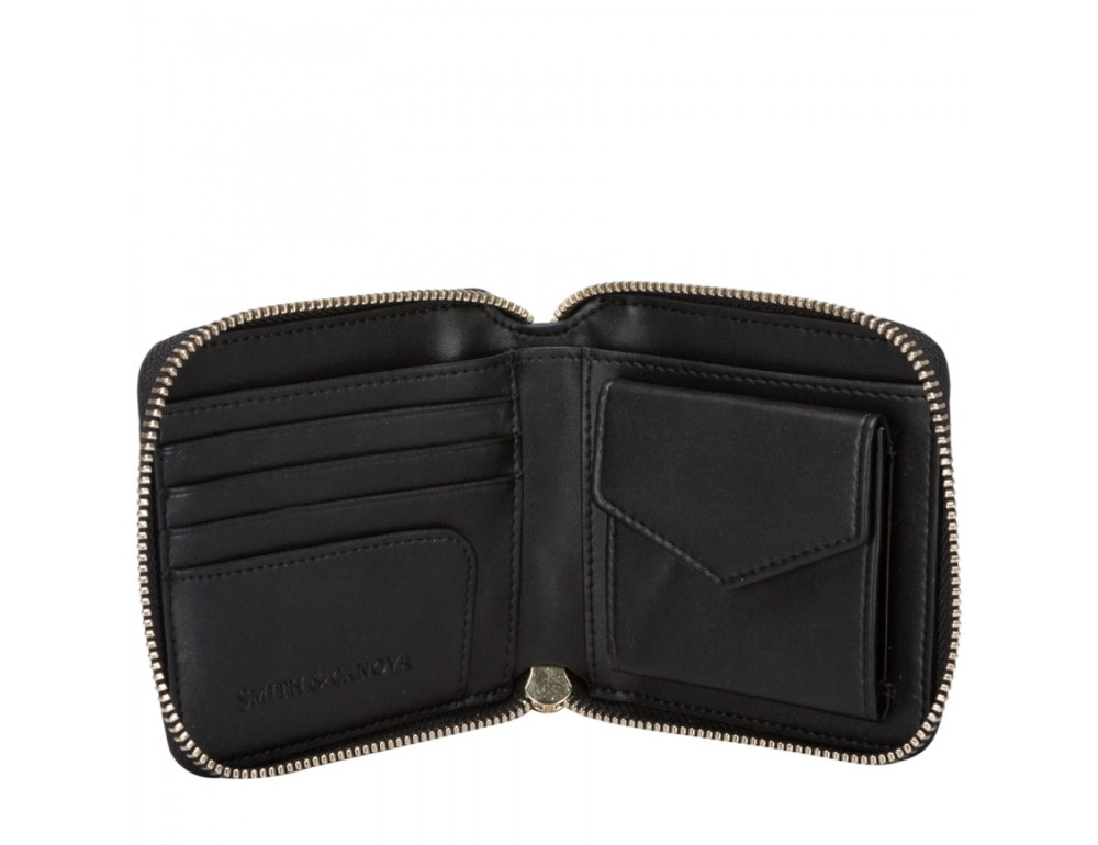 Маленький жіночий гаманець чорного кольору Smith & Canova 26812 BLK Josephine - Фотографія № 3