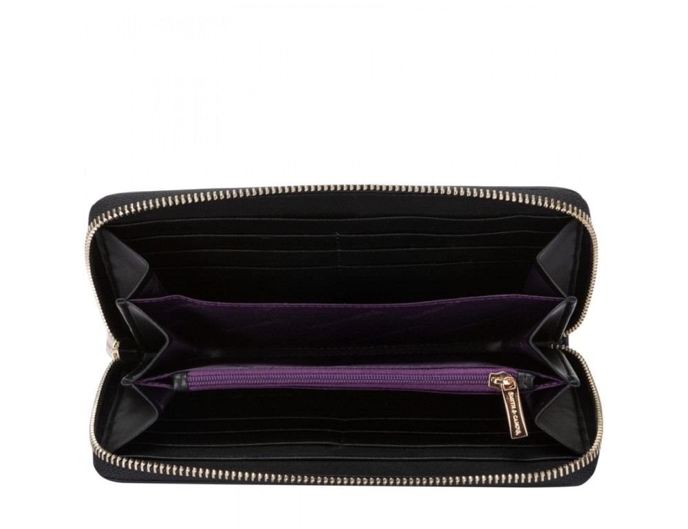 Чорний шкіряний гаманець на блискавки Smith & Canova 26813 BLK Josephine - Фотографія № 3