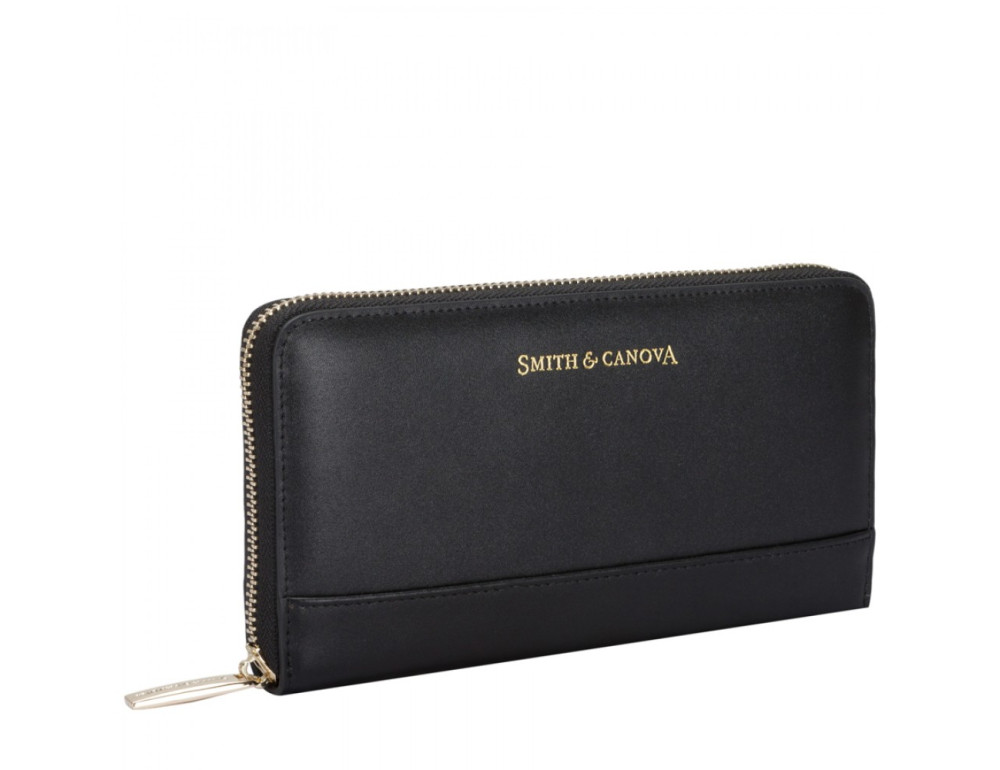 Чорний шкіряний гаманець на блискавки Smith & Canova 26813 BLK Josephine - Фотографія № 4