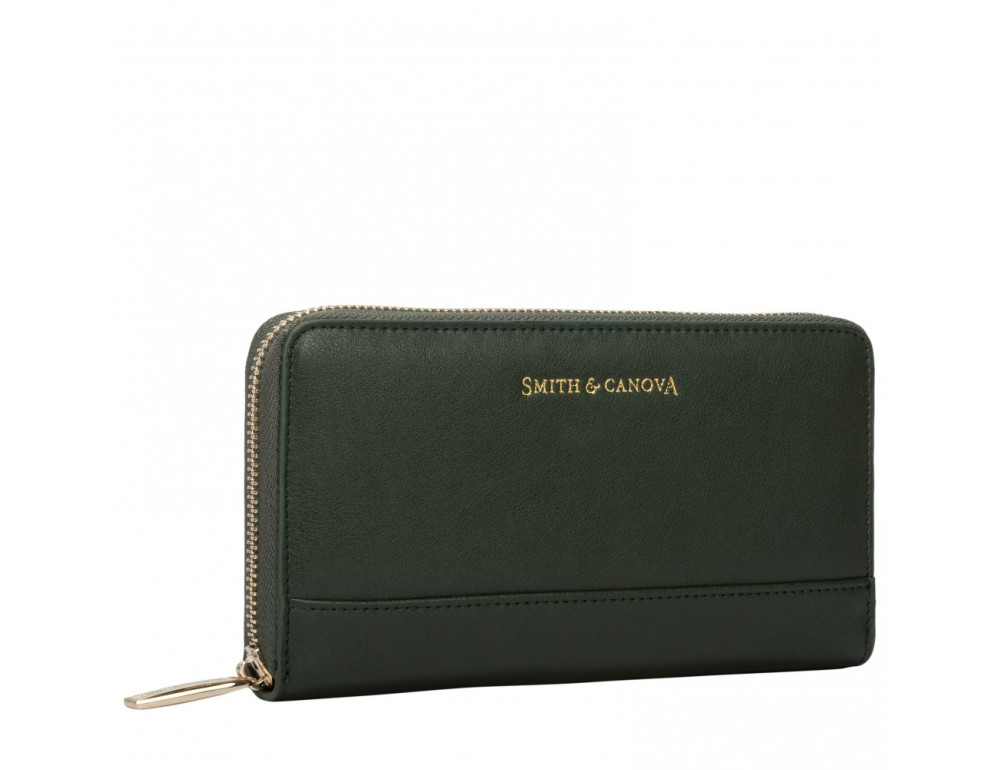 Зелений шкіряний гаманець на блискавки Smith & Canova 26813 DKGREEN Josephine - Фотографія № 4