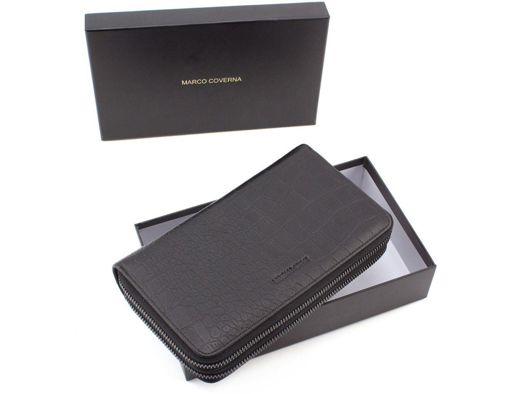 Чорний шкіряний клатч на дві блискавки Marco Coverna 5902B (JP) black - Фотографія № 7