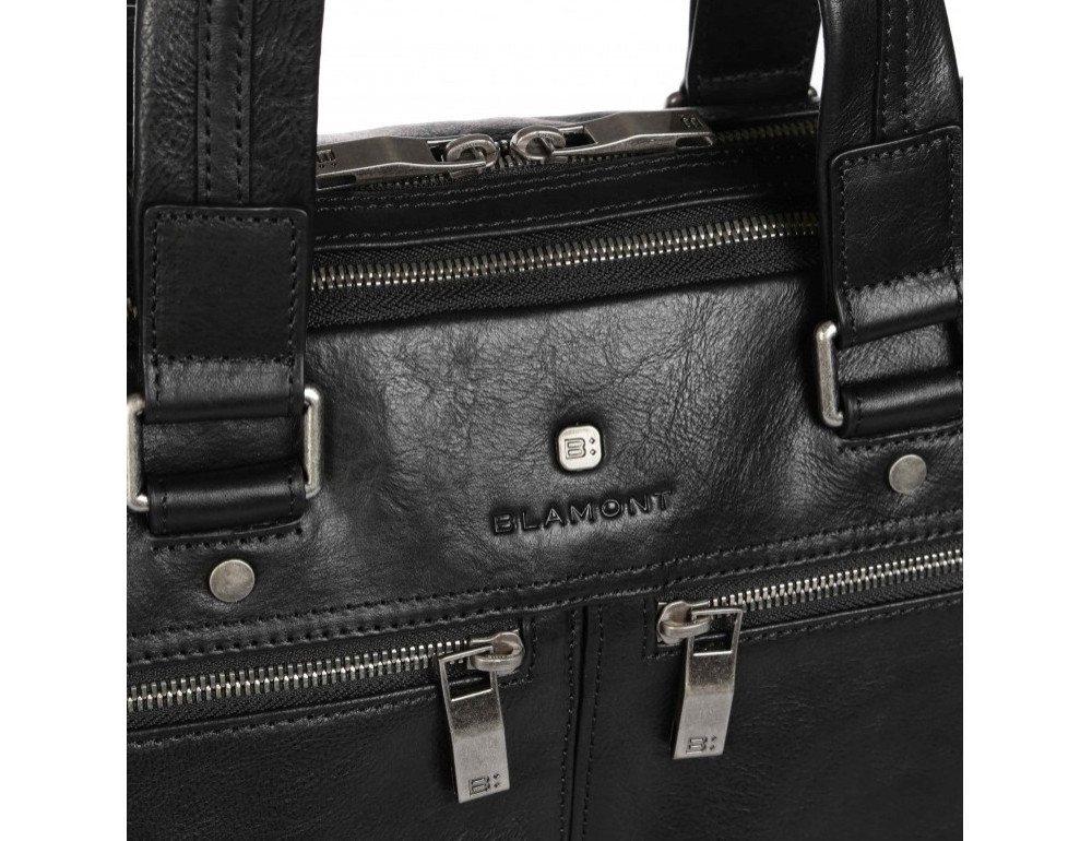 Чёрная кожаная деловая сумка Blamont P5912071 - Фото № 9