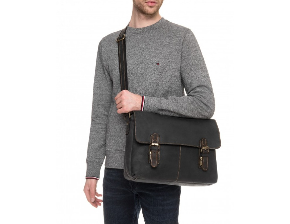 Вінтажна сумка через плече TIDING BAG 6002LA-2 Чорна - Фотографія № 2