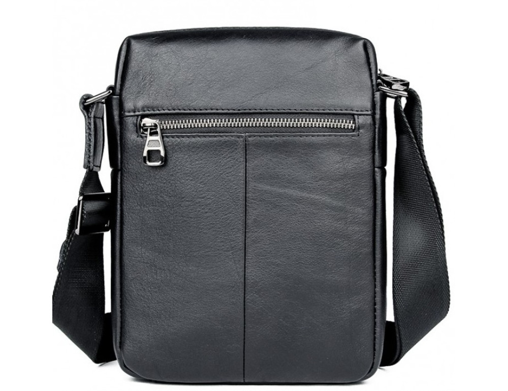 Чорна шкіряна сумка-месенджер Tiding Bag 6026A - Фотографія № 2