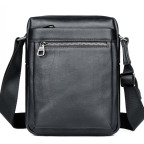 Чорна шкіряна сумка-месенджер Tiding Bag 6026A - Фотографія № 100