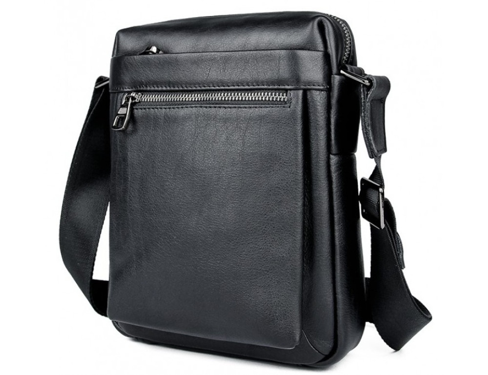 Чорна шкіряна сумка-месенджер Tiding Bag 6026A - Фотографія № 3