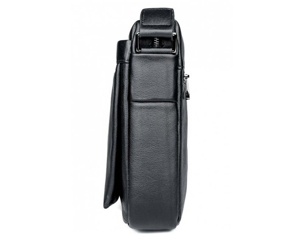 Чорна шкіряна сумка-месенджер Tiding Bag 6026A - Фотографія № 4