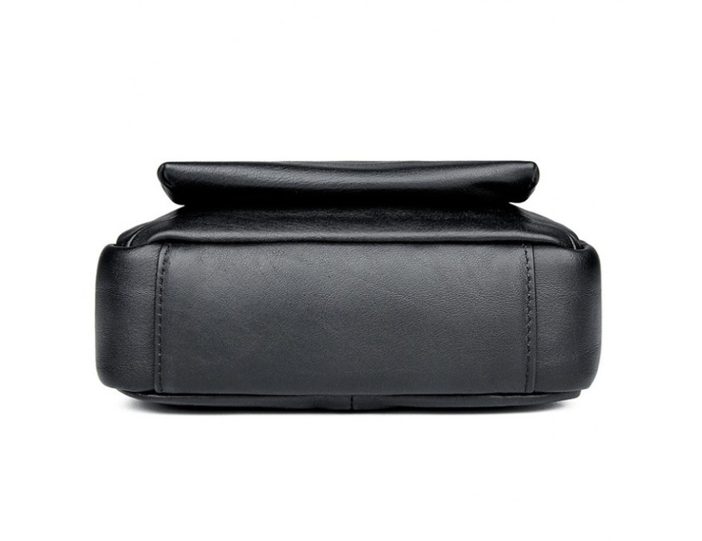 Чорна шкіряна сумка-месенджер Tiding Bag 6026A - Фотографія № 5