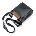 Чорна шкіряна сумка-месенджер Tiding Bag 6026A - Фотографія № 105