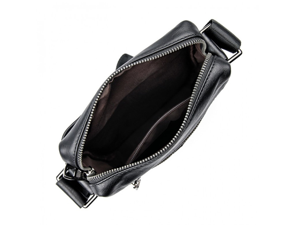 Чорна шкіряна сумка-месенджер Tiding Bag 6026A - Фотографія № 8