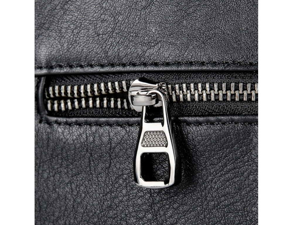 Чорна шкіряна сумка-месенджер Tiding Bag 6026A - Фотографія № 9