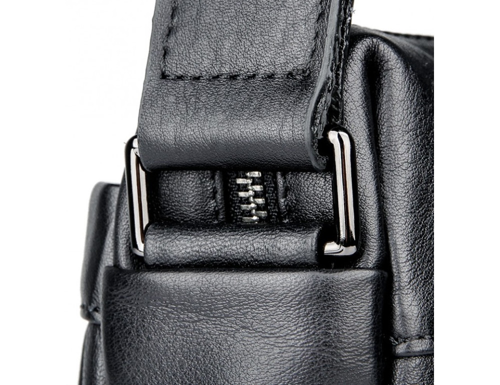 Чорна шкіряна сумка-месенджер Tiding Bag 6026A - Фотографія № 10