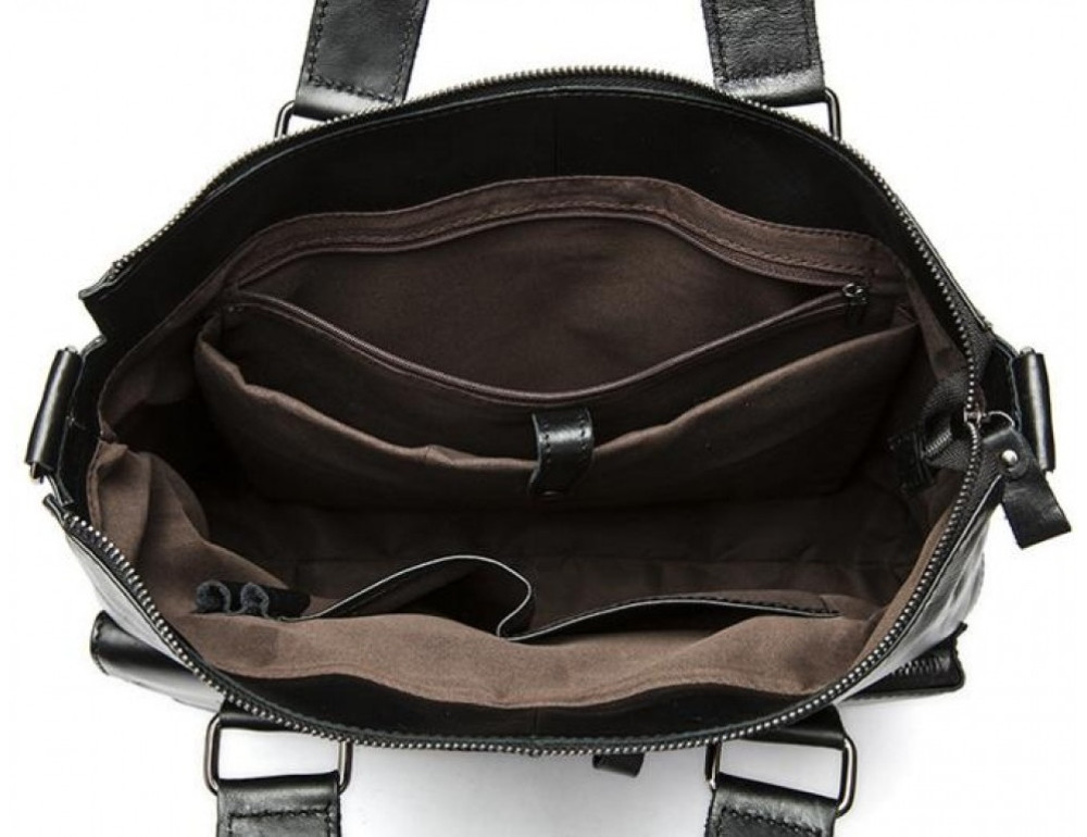 Чорна шкіряна сумка для ноутбука 15' Tiding Bag 7264A - Фотографія № 2