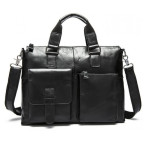 Чорна шкіряна сумка для ноутбука 15' Tiding Bag 7264A - Фотографія № 100
