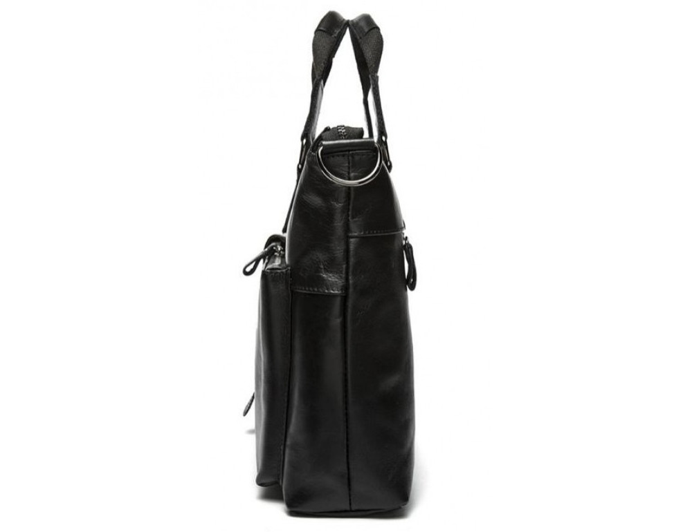 Чорна шкіряна сумка для ноутбука 15' Tiding Bag 7264A - Фотографія № 6
