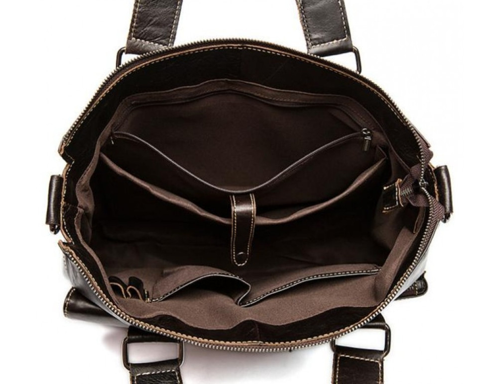 Коричнева шкіряна сумка для ноутбука 15' Tiding Bag 7264C - Фотографія № 2