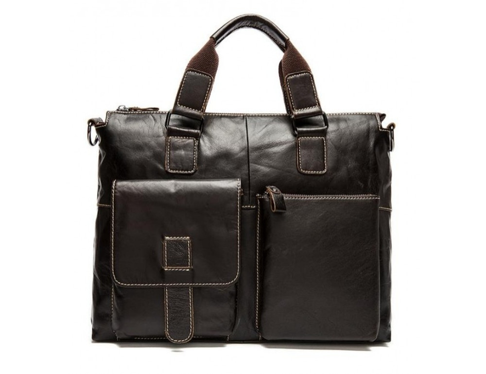 Коричнева шкіряна сумка для ноутбука 15' Tiding Bag 7264C - Фотографія № 3