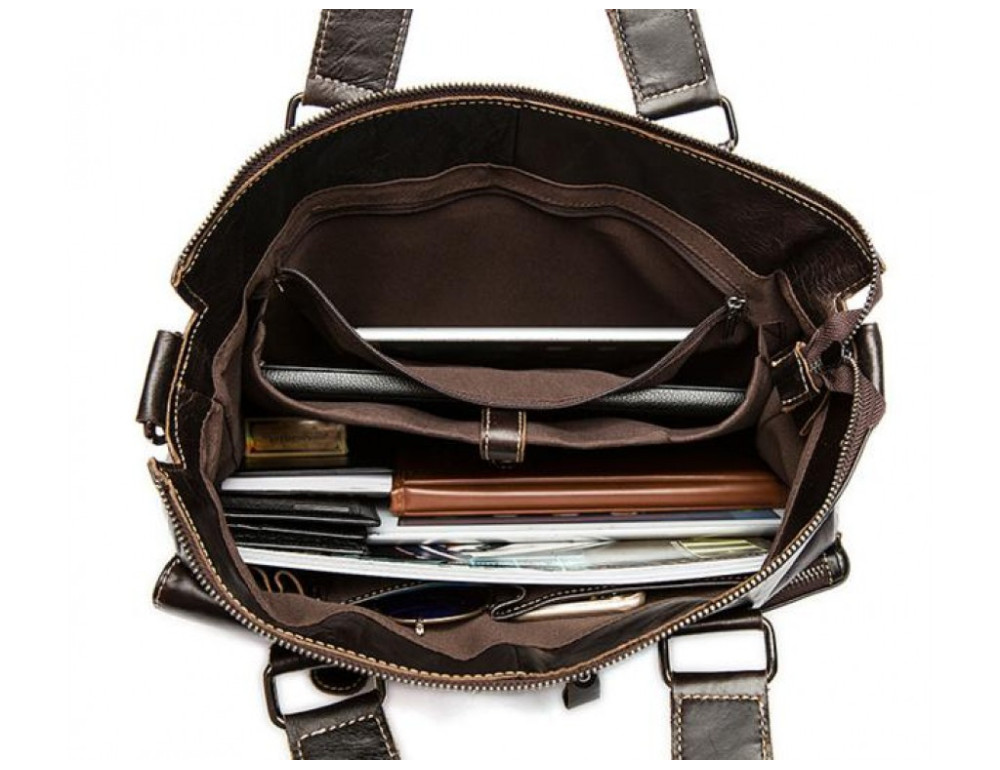 Коричнева шкіряна сумка для ноутбука 15' Tiding Bag 7264C - Фотографія № 8