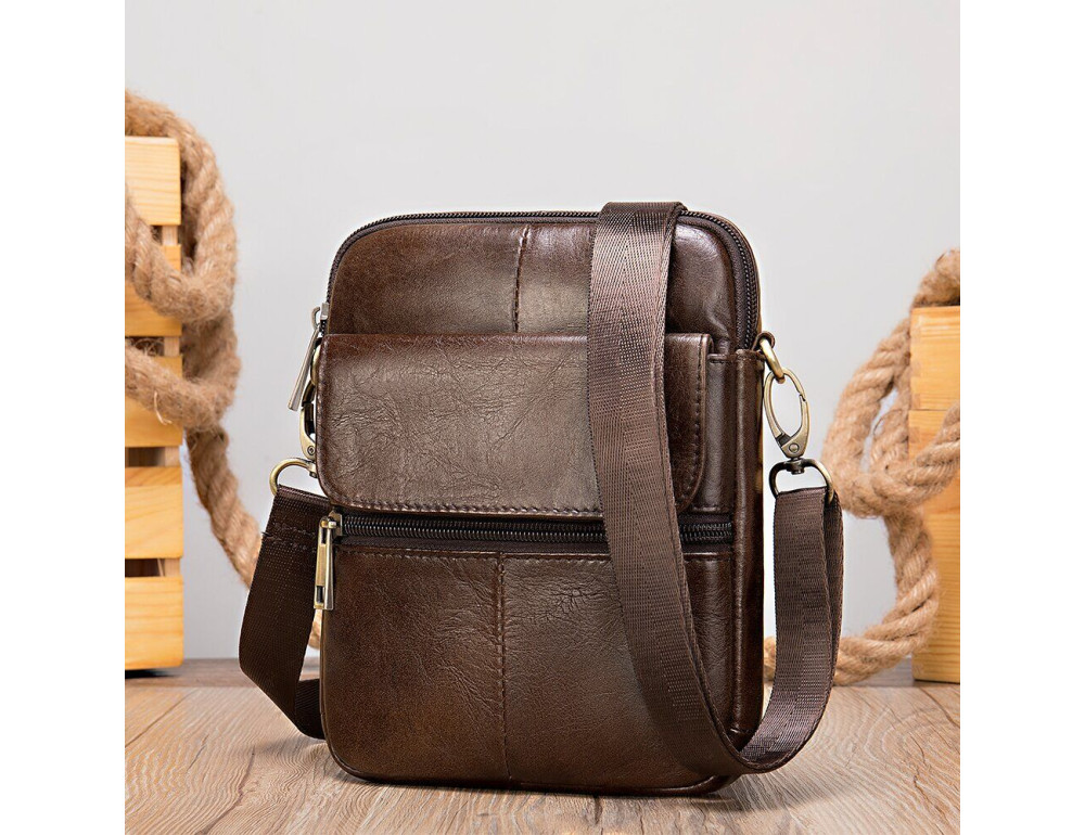 Коричнева шкіряна сумка-месенджер Bexhill BX7350 Brown - Фотографія № 6
