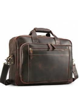 Кожаная сумка с двумя отделениями Tiding Bag 7367R коричневая