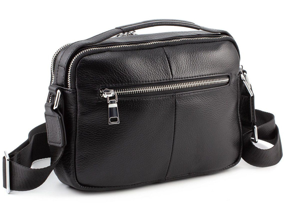 Чёрная мужская барсетка из телячьей кожи Marco Coverna 7711-1A black - Фото № 2