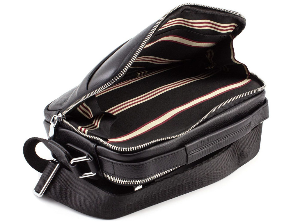 Чёрная мужская барсетка из телячьей кожи Marco Coverna 7711-1A black - Фото № 5