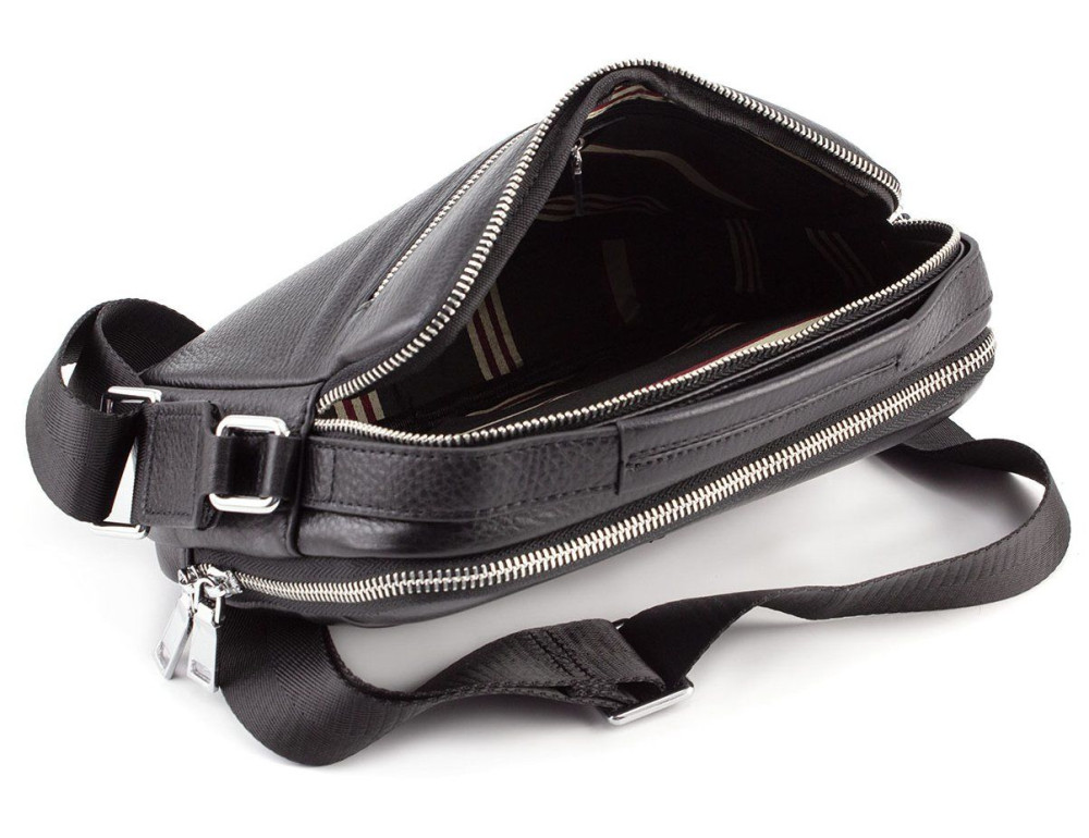 Чёрная мужская барсетка из телячьей кожи Marco Coverna 7711-1A black - Фото № 6