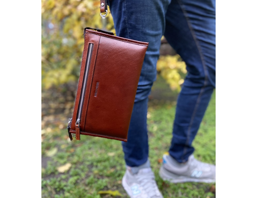 Великий чоловічий шкіряний клатч коричневого кольору Marco Coverna 8519-3-brown - Фотографія № 2