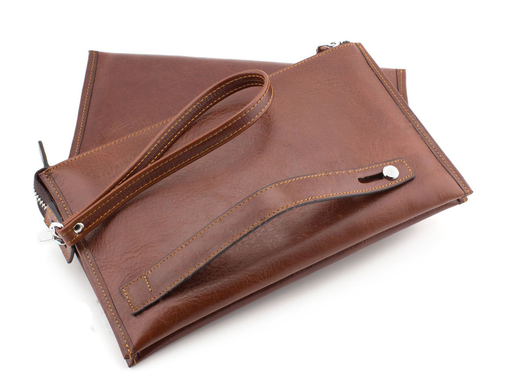 Великий чоловічий шкіряний клатч коричневого кольору Marco Coverna 8519-3-brown - Фотографія № 3