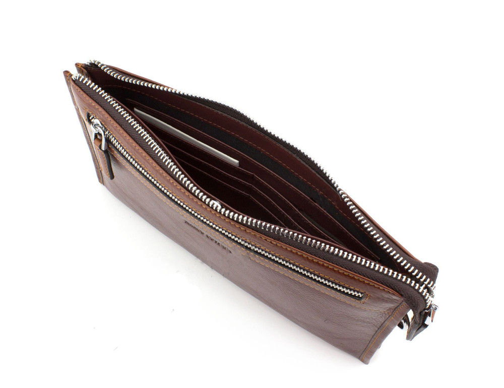 Великий чоловічий шкіряний клатч коричневого кольору Marco Coverna 8519-3-brown - Фотографія № 5
