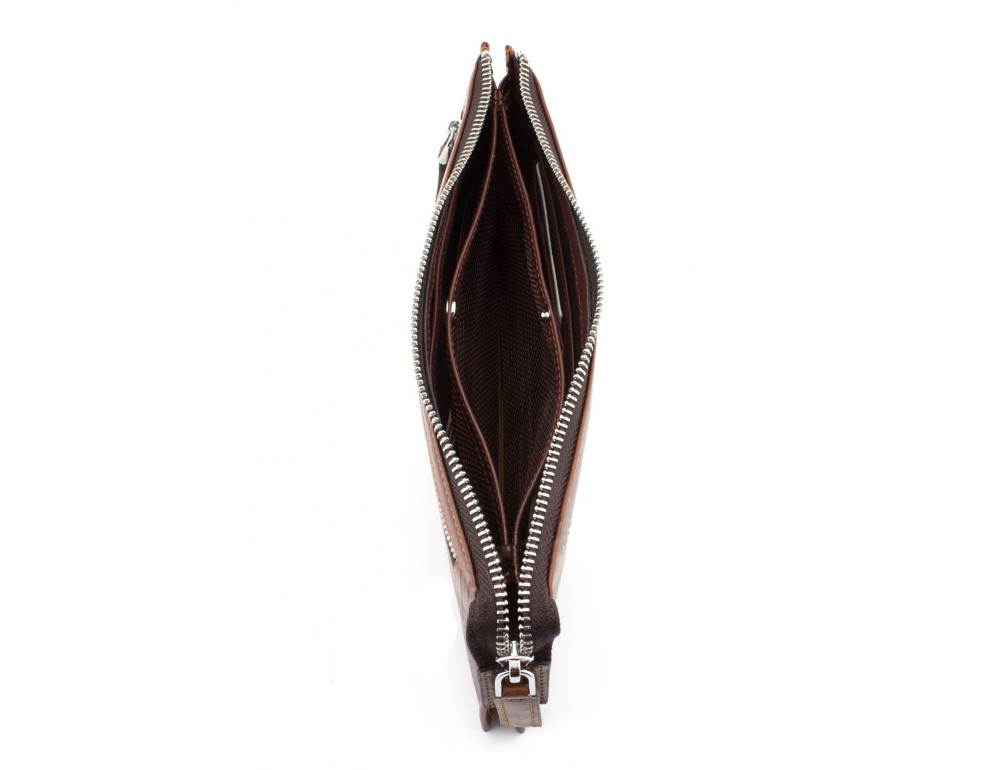 Великий чоловічий шкіряний клатч коричневого кольору Marco Coverna 8519-3-brown - Фотографія № 7