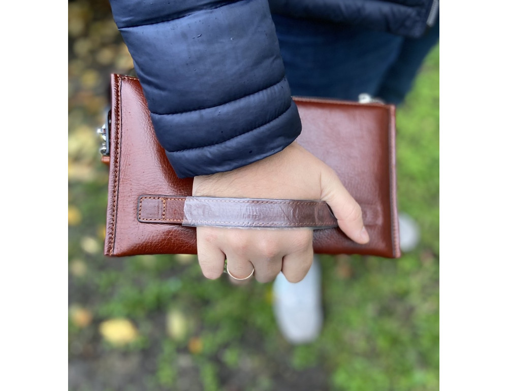 Великий чоловічий шкіряний клатч коричневого кольору Marco Coverna 8519-3-brown - Фотографія № 8