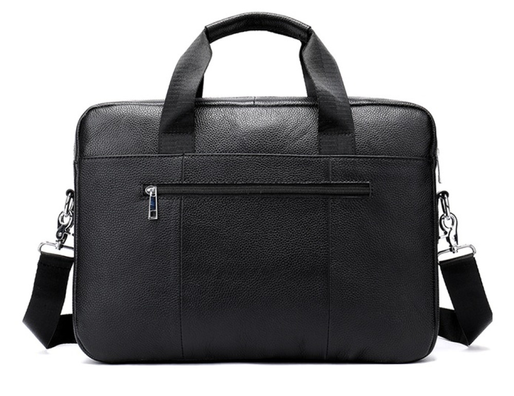 Чорна шкіряна сумка під ноутбук 15,6 'Tiding Bag 8522A - Фотографія № 2