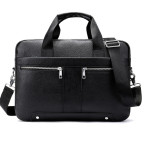 Чорна шкіряна сумка під ноутбук 15,6 'Tiding Bag 8522A - Фотографія № 100