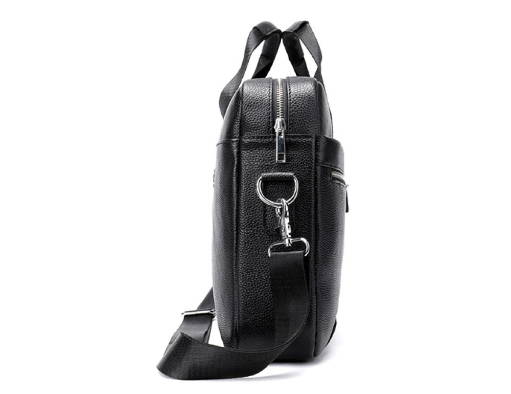 Чорна шкіряна сумка під ноутбук 15,6 'Tiding Bag 8522A - Фотографія № 4