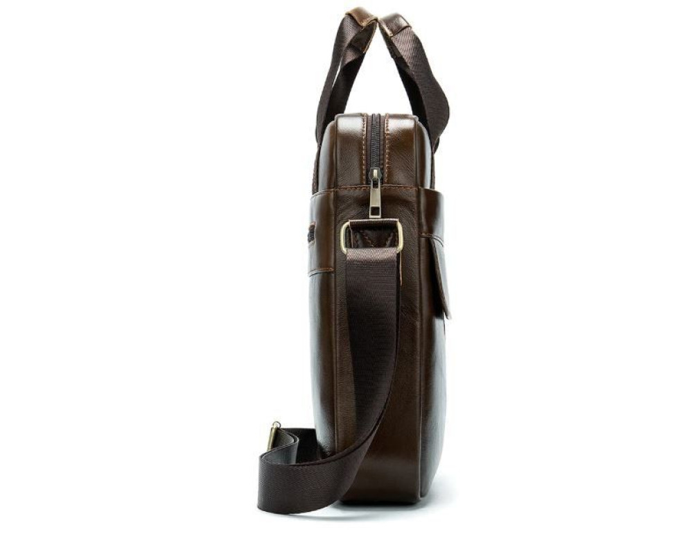 Коричнева вертикальна шкіряна сумка Tiding Bag 8578C - Фотографія № 5