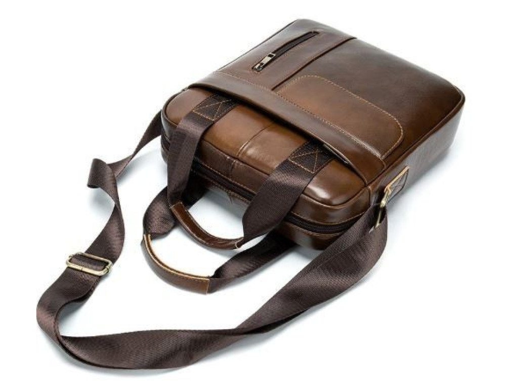 Коричнева вертикальна шкіряна сумка Tiding Bag 8578C - Фотографія № 7