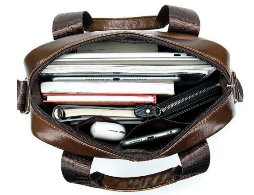 Коричнева вертикальна шкіряна сумка Tiding Bag 8578C - Фотографія № 8