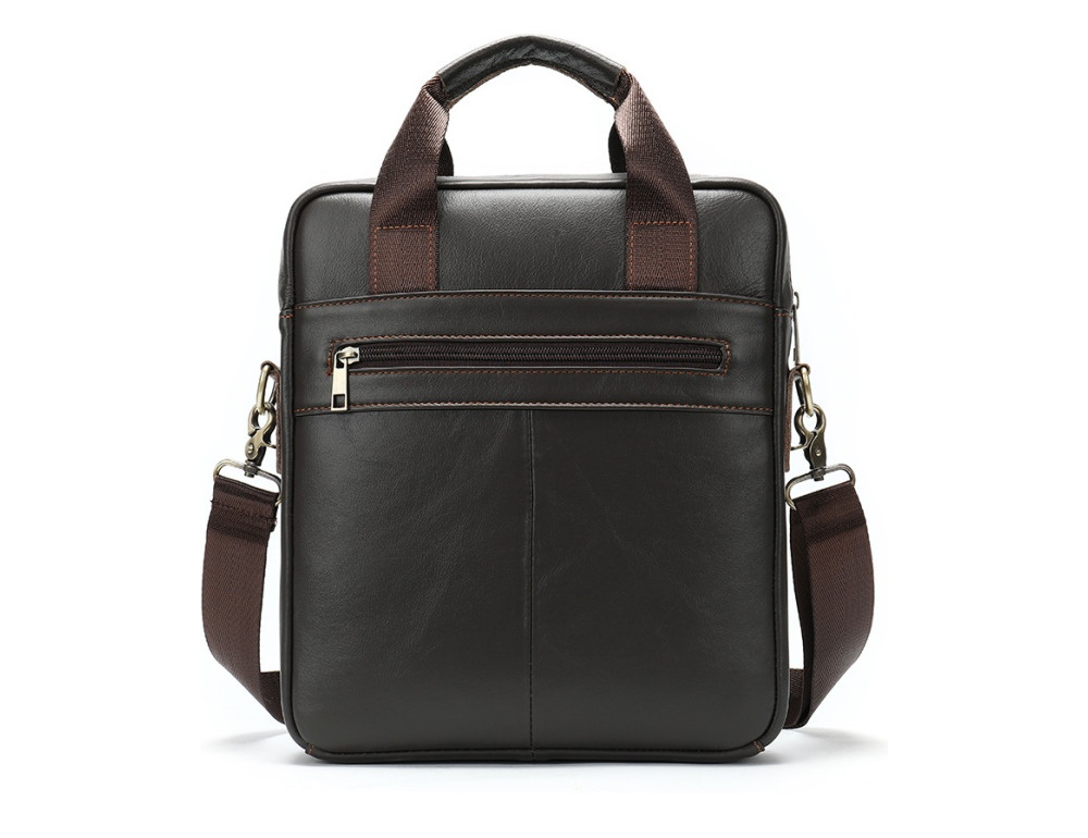Темно-коричнева чоловіча шкіряна сумка A4 Tiding Bag 8569J - Фотографія № 2