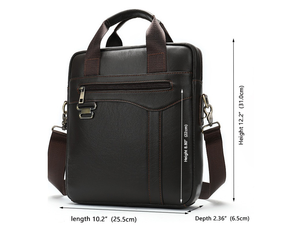 Темно-коричнева чоловіча шкіряна сумка A4 Tiding Bag 8569J - Фотографія № 3
