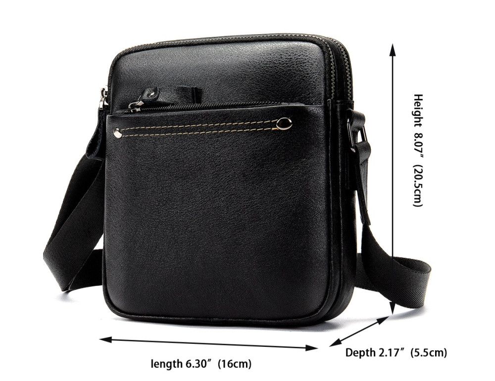 Чорна чоловіча шкіряна маленька сумка Tiding Bag 8715A - Фотографія № 3